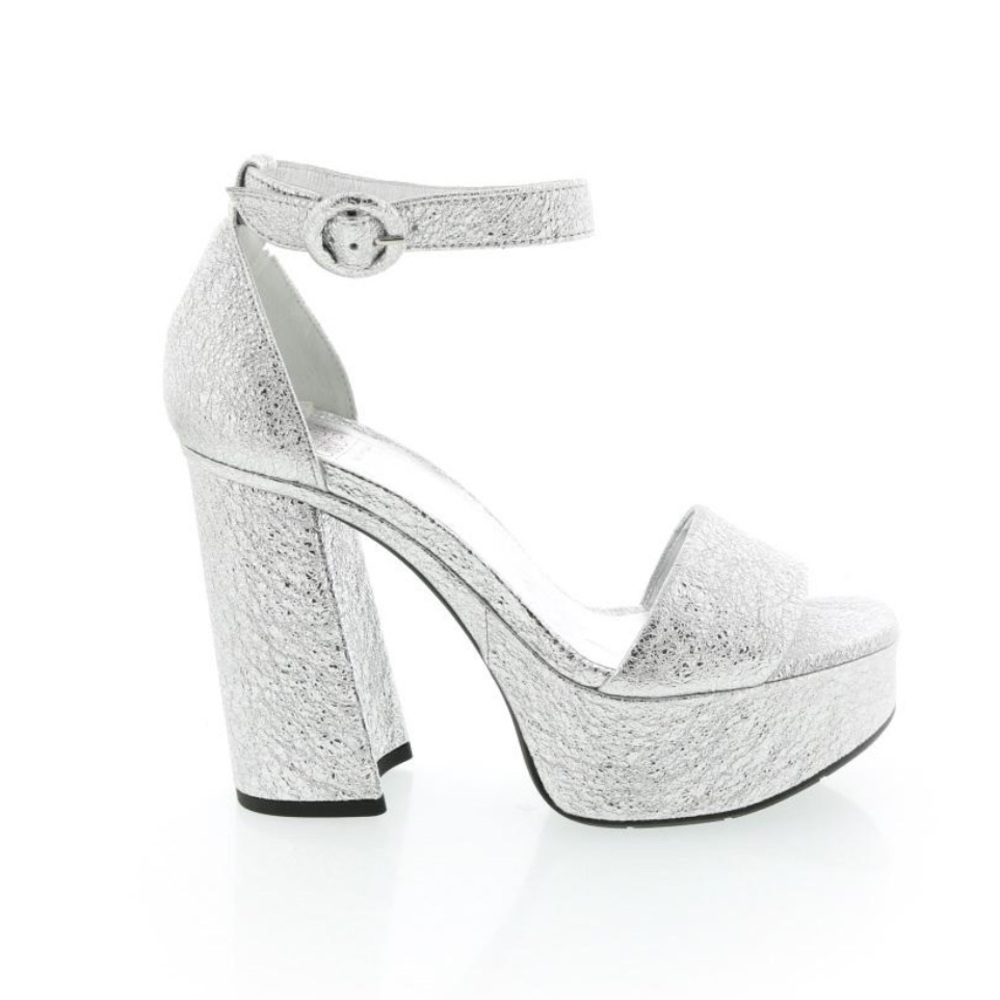 Amanda Gregory Cracked Metallic Platform Heel